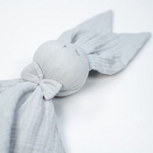Doudou lapin  gaze jeanne gris 50 x 50