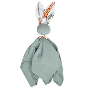 Doudou lapin  gaze coton vert 50 x 50 cm