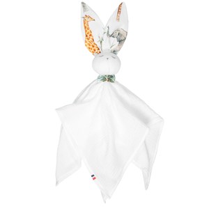 Doudou lapin en gaze de coton safari