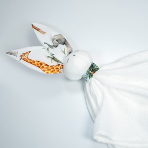 Doudou lapin  gaze coton blanc 50 x 50