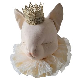 Trophée mural chat en lin déco bébé