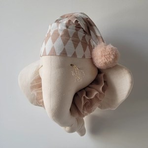 Trophée mural éléphant en lin déco