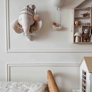 Trophée mural éléphant en lin déco