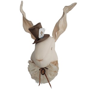 Trophée mural lapin en lin chambre