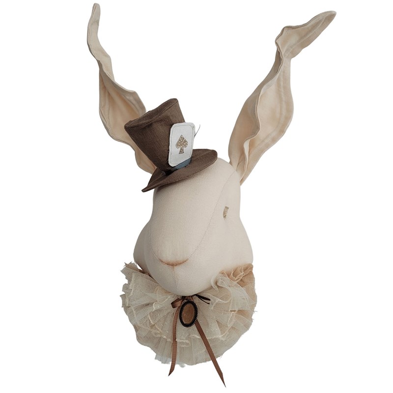 Trophée mural lapin en lin chambre