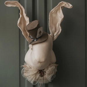 Trophée mural lapin en lin chambre