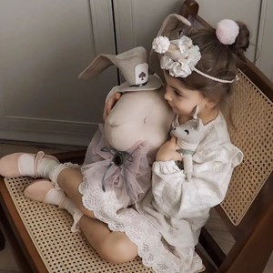 Trophée mural lapin en lin chambre