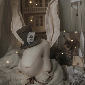 Trophée mural lapin en lin chambre