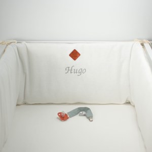 Tour de lit en lin déhoussable pêche