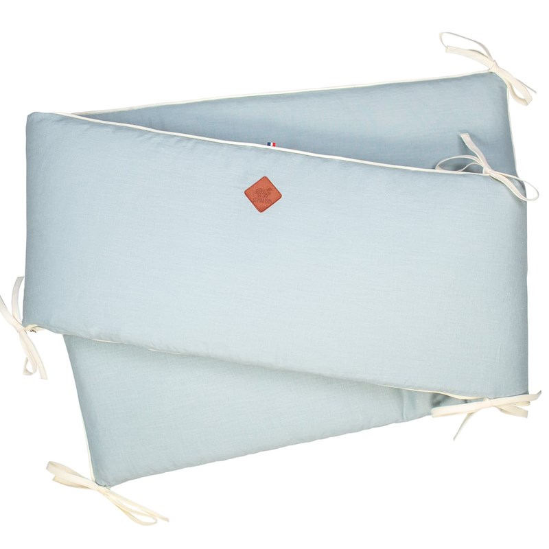 Tour de lit en lin déhoussable vert de