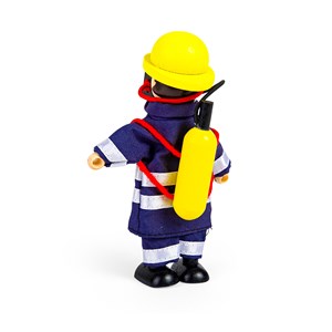 4 figurines de pompier en bois