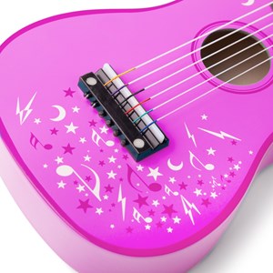 Guitare rose en bois pour enfants