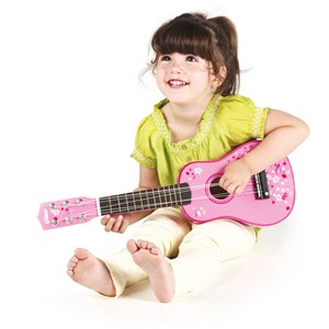 Guitare rose en bois pour enfants