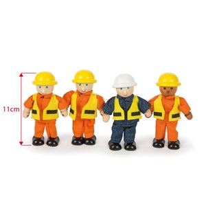 4 figurines de constructeur en bois