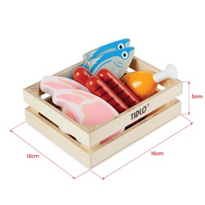 Ensemble de viande et de poisson en bois