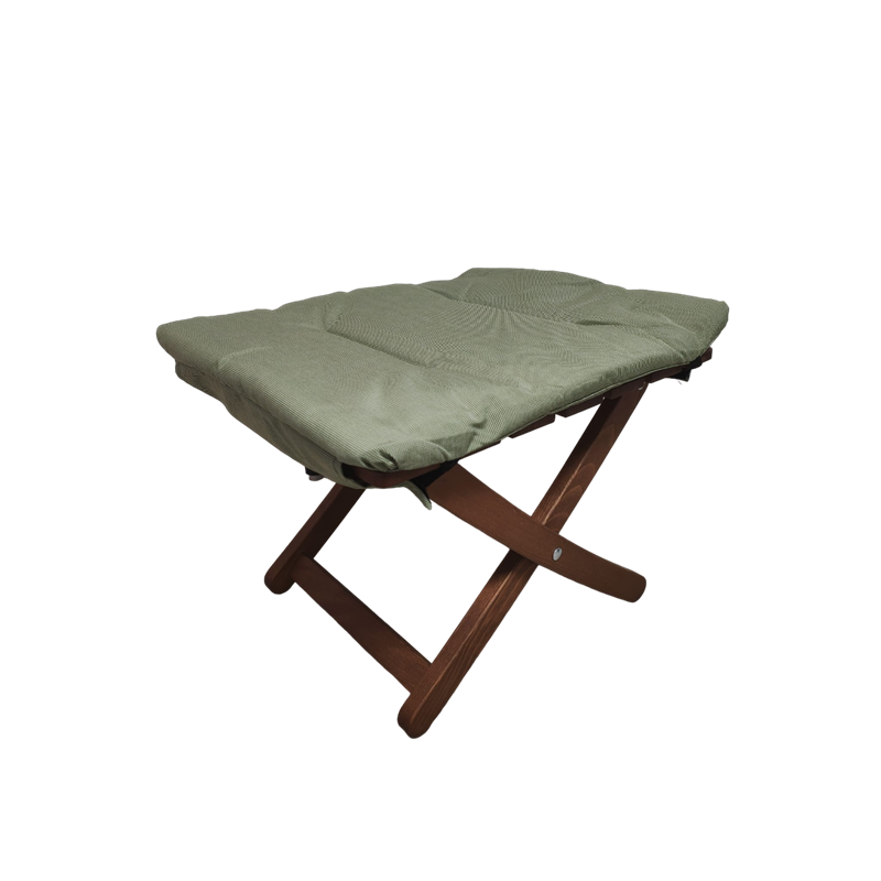 Repose pieds -matty soft - en hêtre et oléfine vert sauge l.46hl.51xh.42.5cm