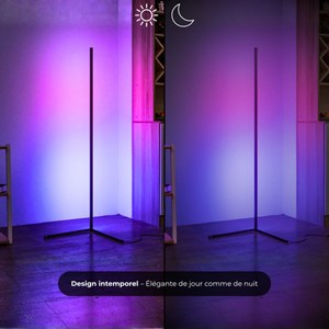 Lampadaire corner led - rgb - noir
