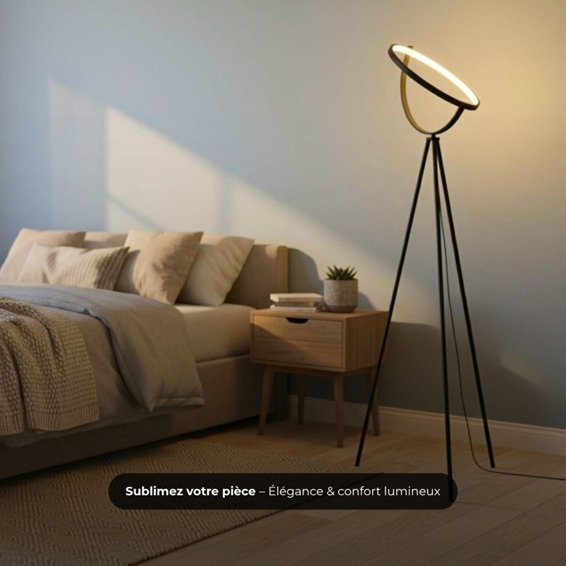Lampadaire croissant de lune led noire