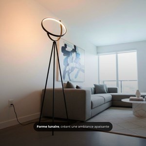 Lampadaire croissant de lune led noire