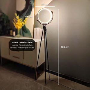 Lampadaire croissant de lune led noire