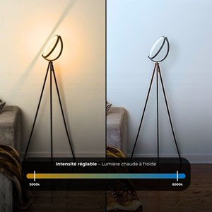 Lampadaire croissant de lune led noire