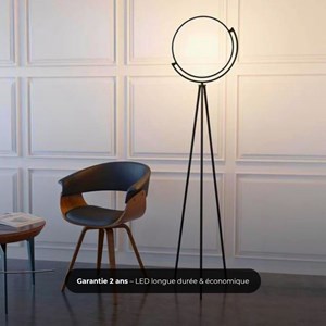 Lampadaire croissant de lune led noire