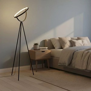 Lampadaire croissant de lune led noire