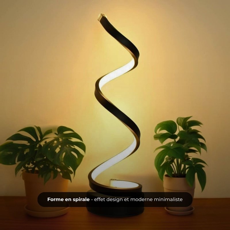 Lampe de table spiral led - noir