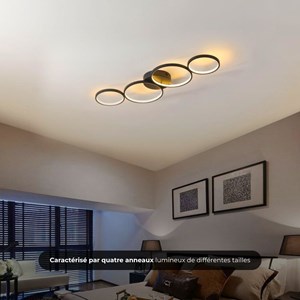 Plafonnier ring led - noir