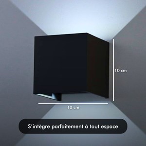 Applique murale led cube noir
