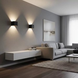 Applique murale led cube noir