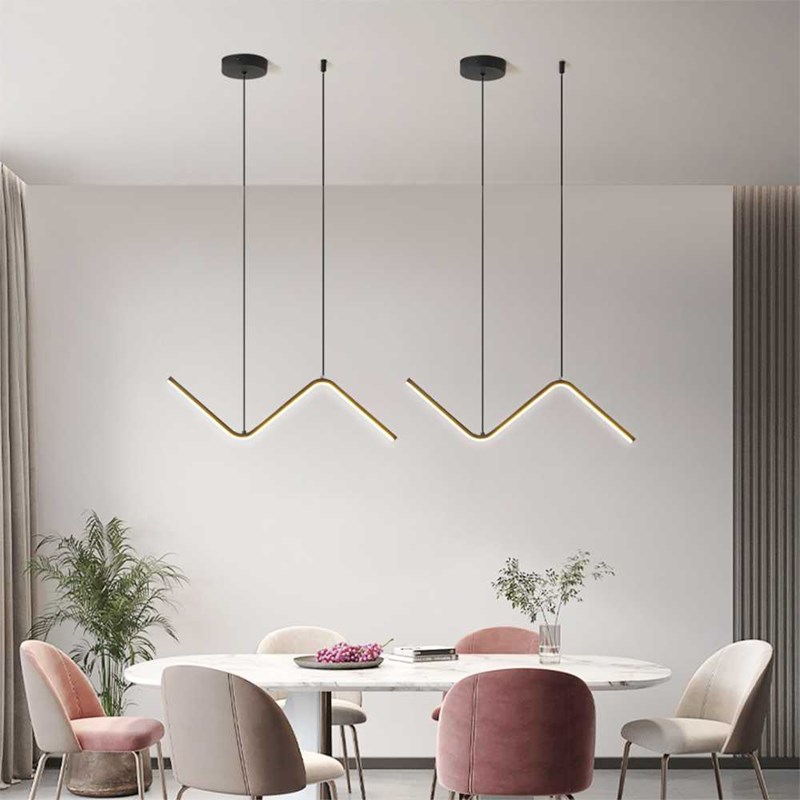 Suspension ripple – luminaire design aux courbes géométrique led noir
