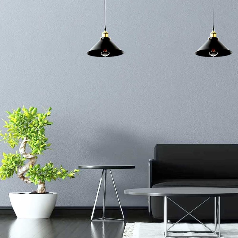 Lampe suspendue industrielle – design brut, métal noir loft et intérieur moderne