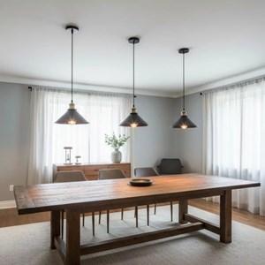 Lampe suspendue industrielle – design brut, métal noir loft et intérieur moderne