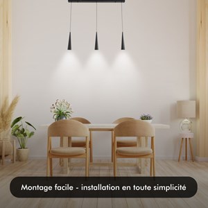 Suspension d’interieur dimmable mavea noire led noire
