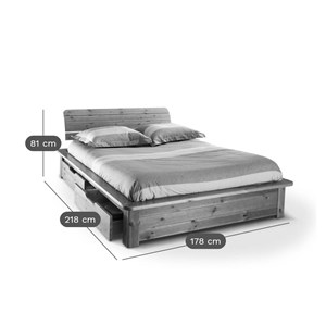 Lit rangement bois massif tania 160 x 200 cm