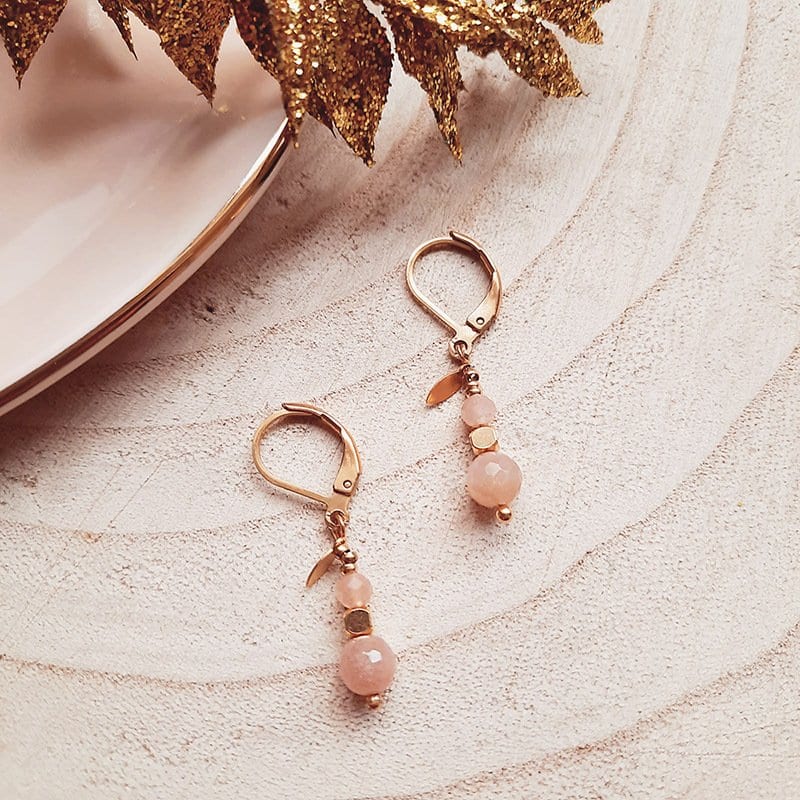 Boucles D'Oreilles Pendantes En Pierre De Lune - Argenté - Neuf Avec étiquettes