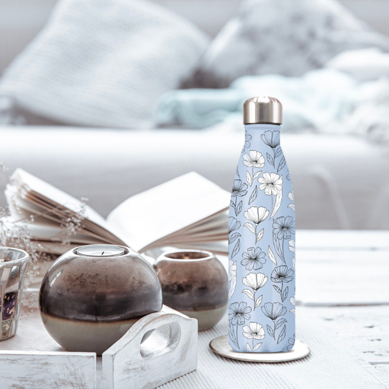 Maison Royal Garden - Gourde isotherme 500ml - fleurs bleues