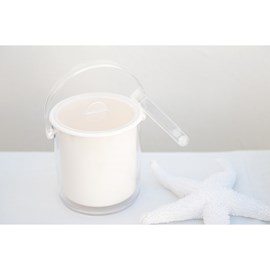 Seau à glace en acrylique blanc avec pince