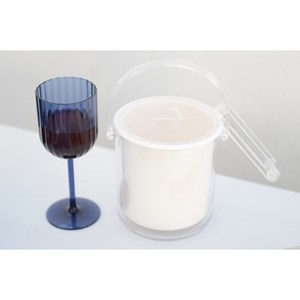 Seau à glace en acrylique blanc avec pince