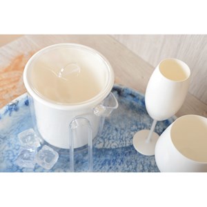 Seau à glace en acrylique blanc avec pince