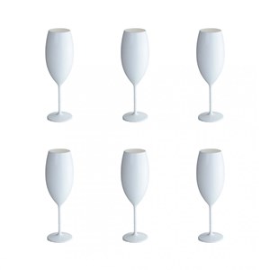 Flûtes à champagne blanches en acrylique 210ml - lot de 6