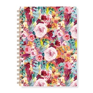 Carnet de notes à spirale floral rose