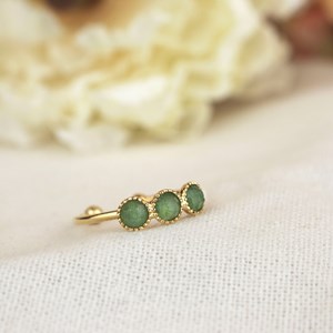 Bague plaqué or trois pierres aventurine