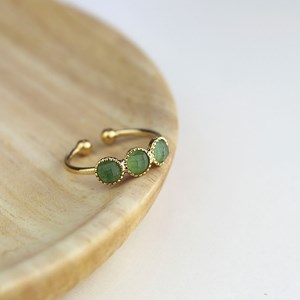 Bague plaqué or trois pierres aventurine