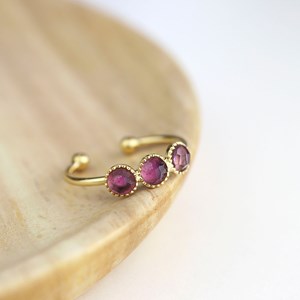 Bague améthyste réglable 3 pierres