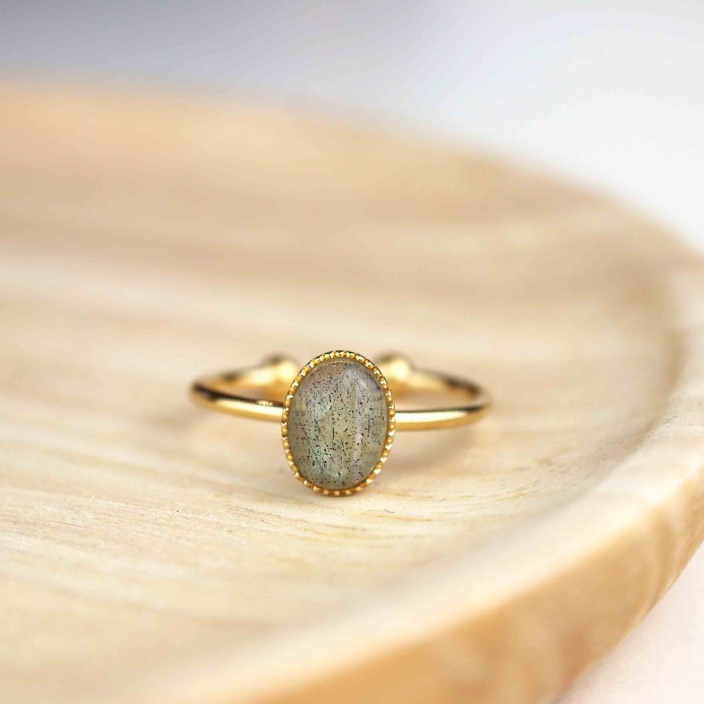 Bague Bohème Argent 925 Labradorite Poire 8x6mm Ref. 57126