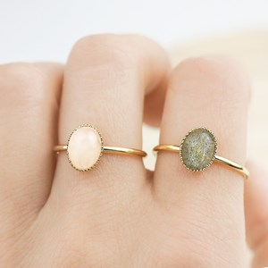 Bague labradorite ovale réglable femme