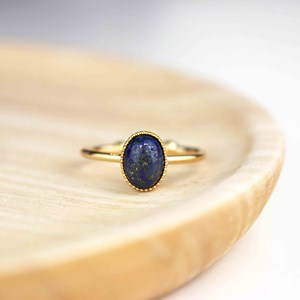 Bague ajustable ovale lapis lazuli bleu