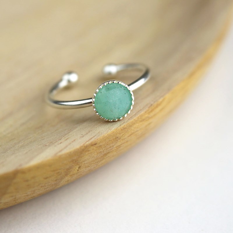 Minalis Bijoux - Bague argent 925 amazonite ronde femme